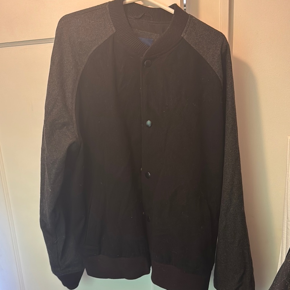 Old Navy Black and Gray Bomber Jacket Casual Style
